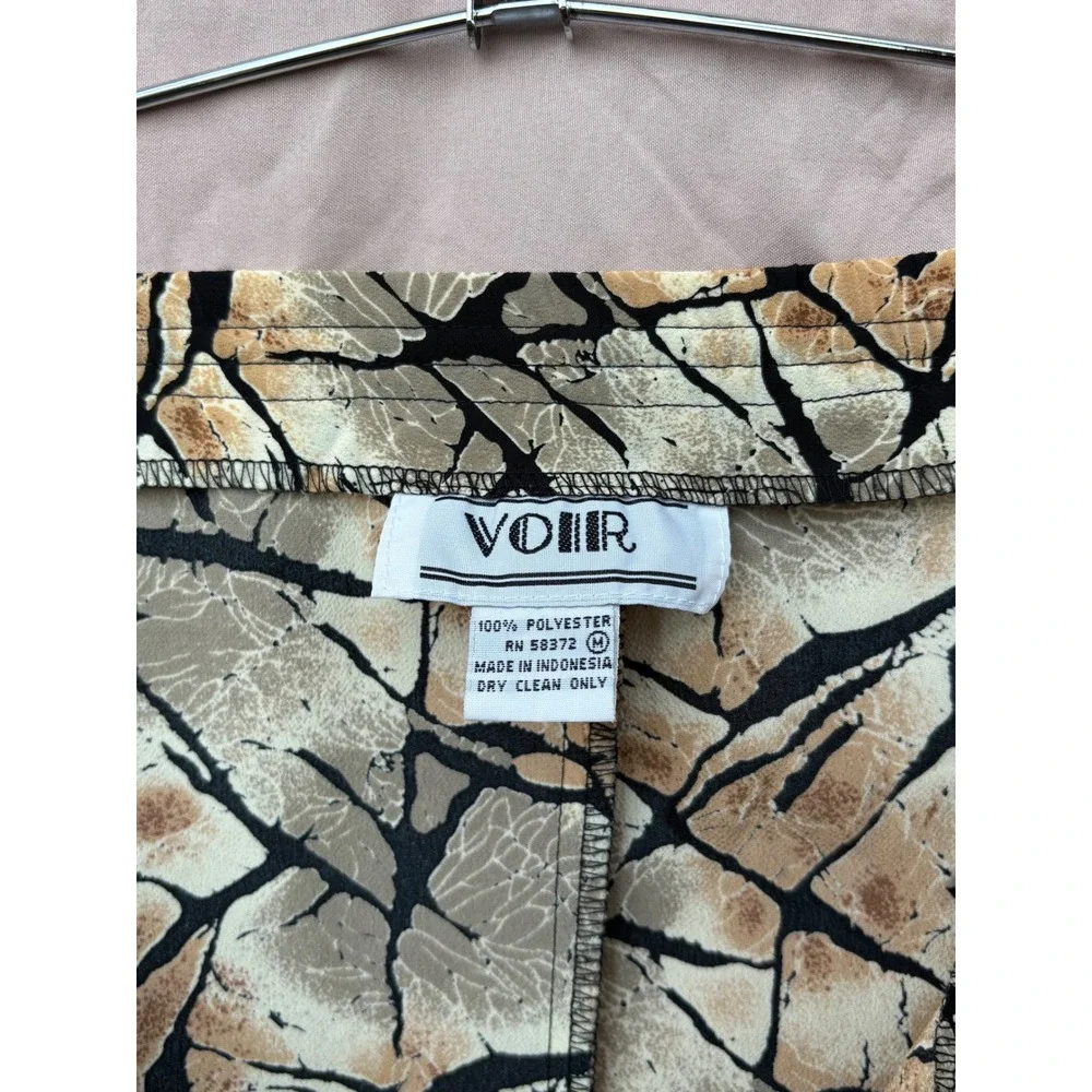 Voir Abstract Crackle Print Midi Skirt Tan Beige Black Side Zip Women's Size M - Picture 2 of 13